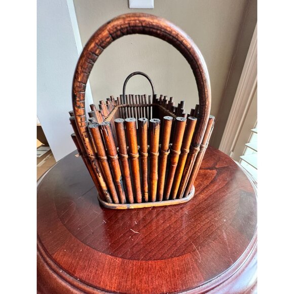 Vintage Jackson & Perkins Bamboo-Style Basket With Handles Handcrafted Design - Picture 4 of 9